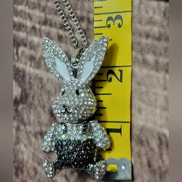Austrian Crystal Bunny Pendant Necklace - Picture 6 of 9